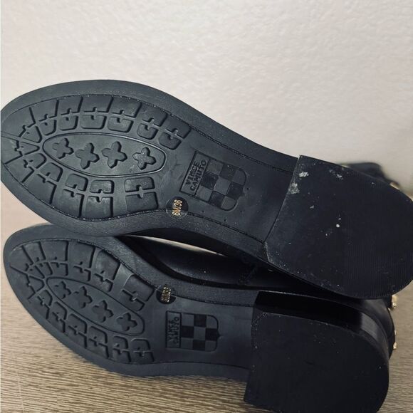 Vince Camuto Black Leather Gold Studded Riding Boots 6 - Picture 13 of 13